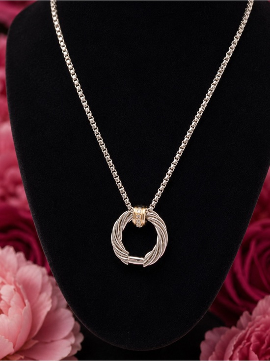 Jewelry - Two-Tone Silver and Gold Knot Pendant Necklace - Women